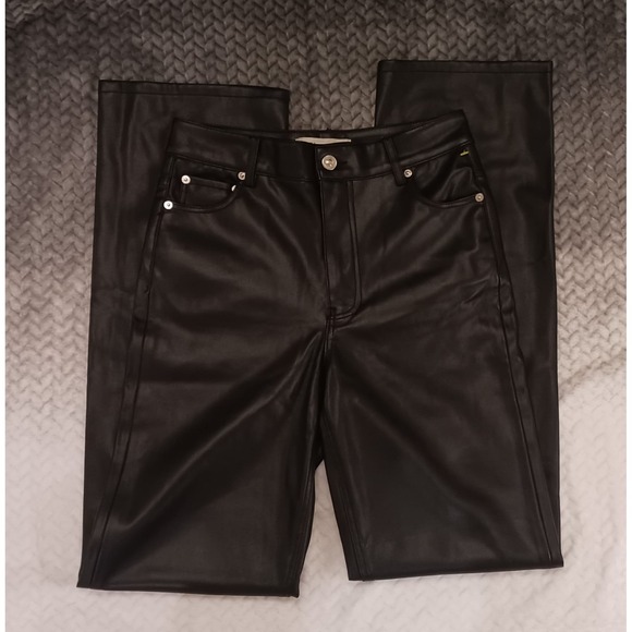 Zara Pants - Zara Pants Womens Black Faux Leather Straight Leg EUR‎ 34 US 2 MEX 24